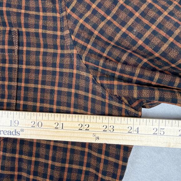 Taylor Stitch Flannel Shirt Mens 44 Brown Blue Plaid Organic Cotton Thick - Picture 5 of 10